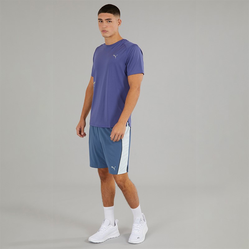 Puma Mens dryCELL Graphic Mesh Running Top Blue Crystal