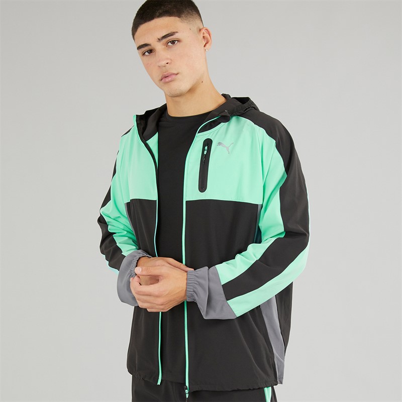 Puma Mens Train All Day dryCELL Woven Full Zip Jacket Black/Blue Grey