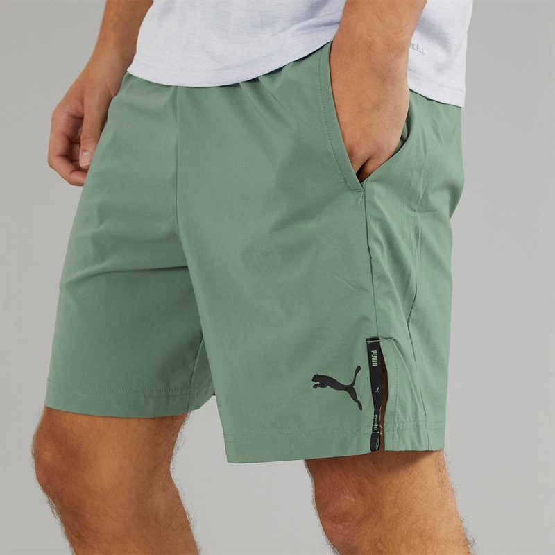 Puma Mens Woven 7 Inch Shorts Eucalyptus