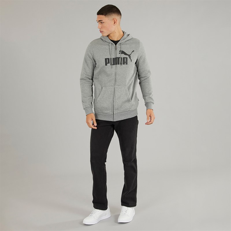 Puma Mens Essentials Big Logo Full Zip Hoodie Medium Grey Heather