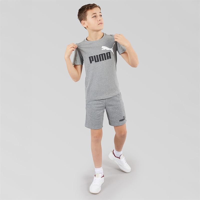 Puma Junior Boys Essentials Fleece Shorts Medium Grey Heather