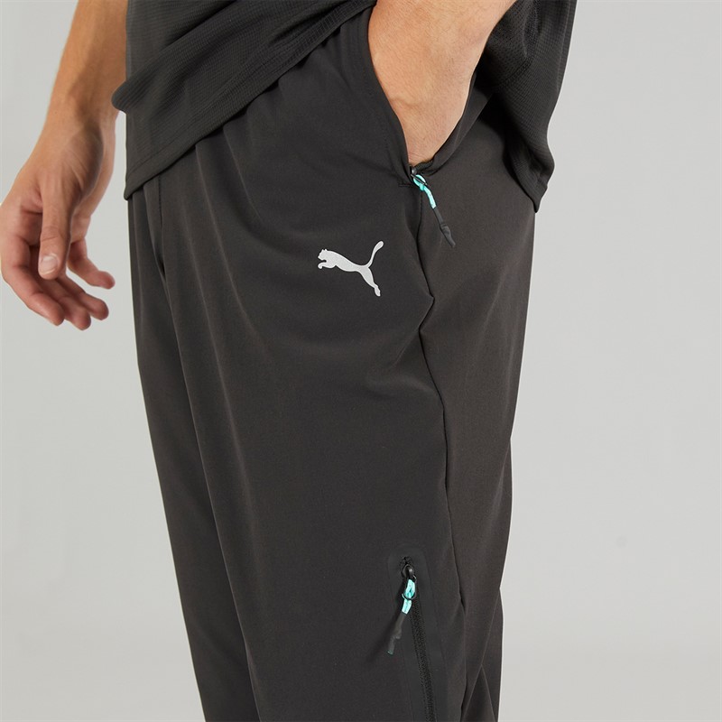 Puma Mens Train All Day dryCELL Woven Track Pants Black/Blue Grey