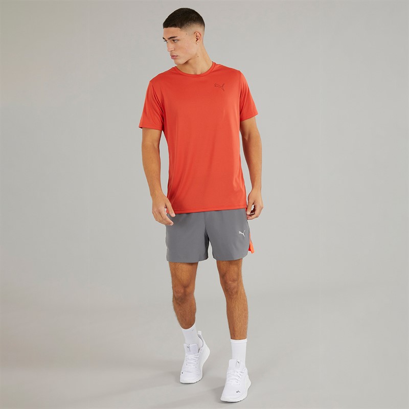 Puma Mens dryCELL Ultrabreathe 5 Inch Training Shorts Grey/Red