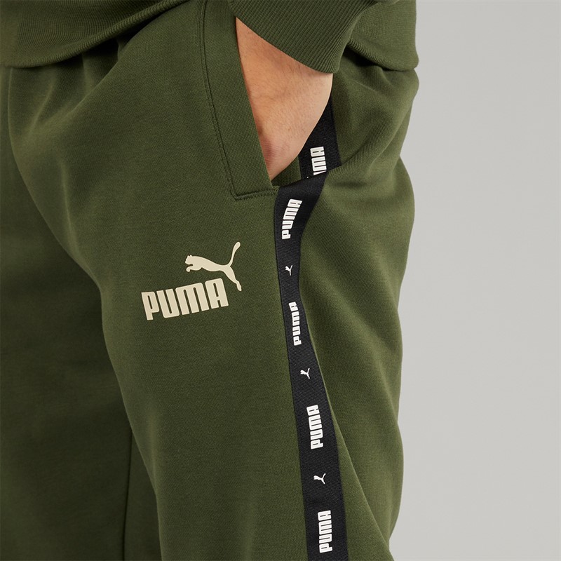 Puma Mens Essentials+ Taped Fleece Sweatpants Granola/Green