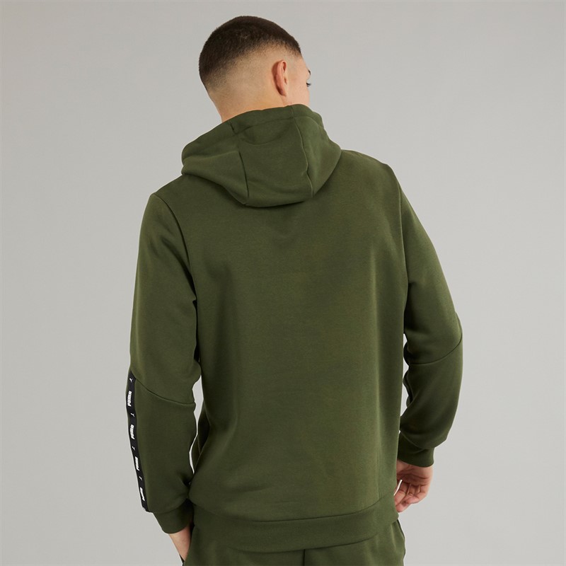 Puma Mens Essentials+ Taped Fleece Hoodie Granola/Green