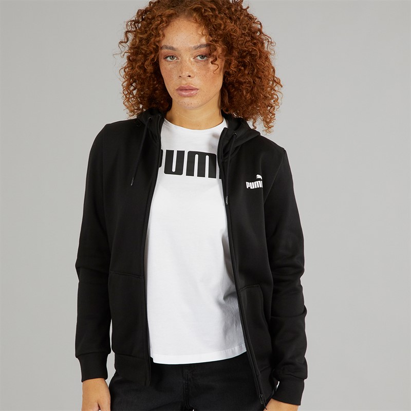 Puma Womens Essentials Small Logo Full Zip Hoodie Puma Black