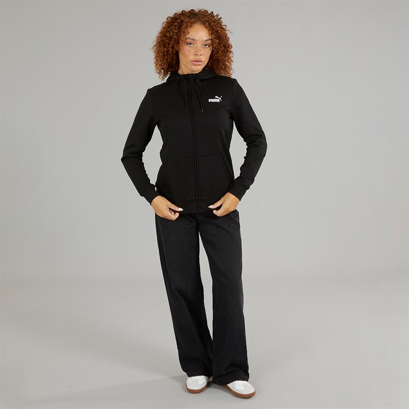 Puma Womens Essentials Small Logo Full Zip Hoodie Puma Black
