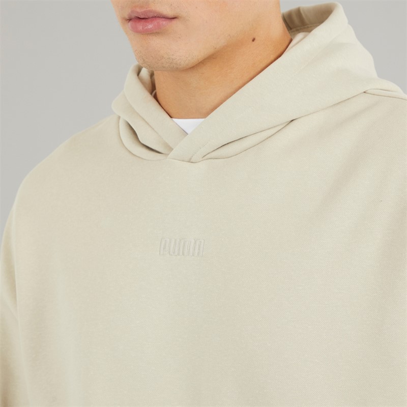 Puma Mens Essentials Elevated Relaxed Fit Hoodie Desert Dust