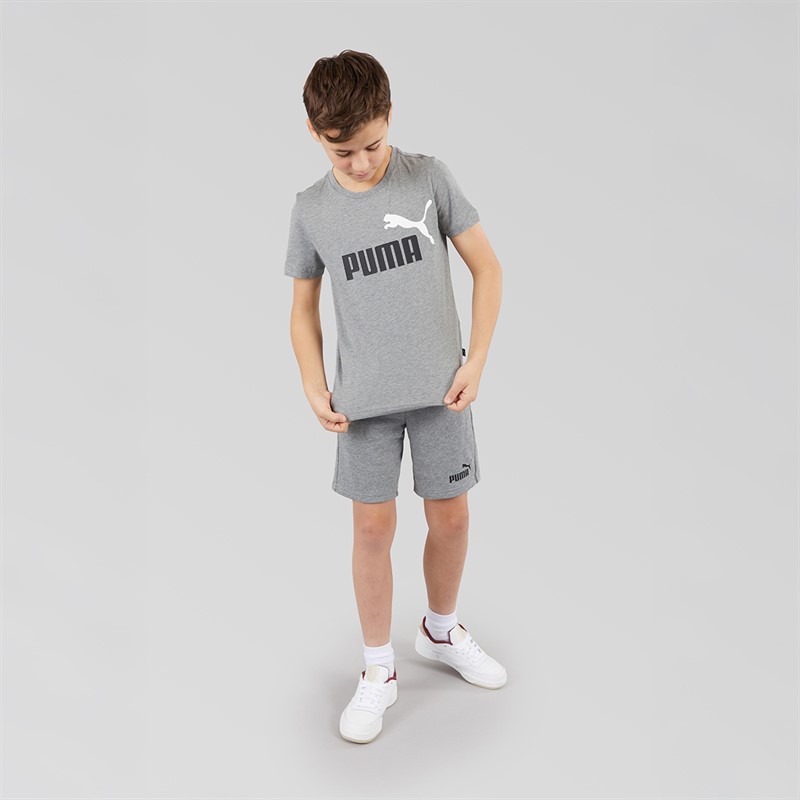 Puma Junior Boys Essentials+ Cat Logo T-Shirt Medium Grey Heather