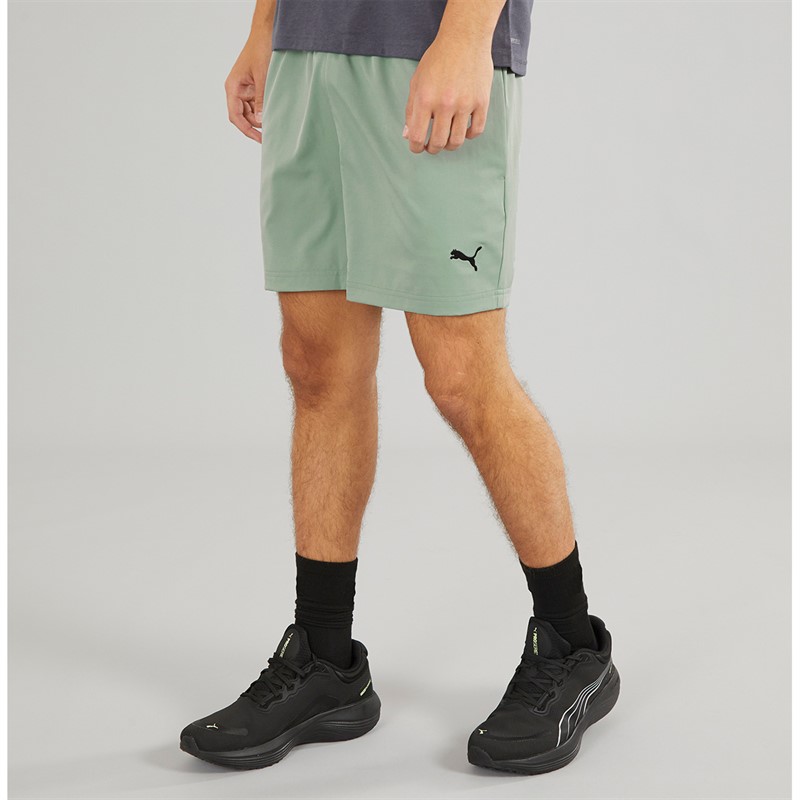 Puma Mens Essentials Woven 5 Inch Shorts Green Moon