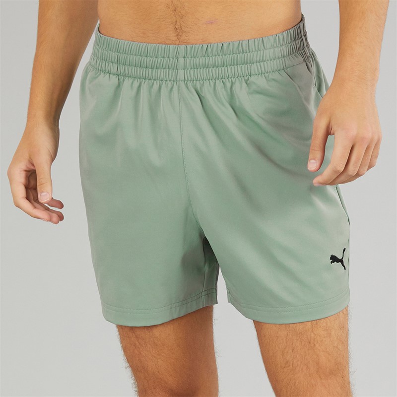 Puma Mens Essentials Woven 5 Inch Shorts Green Moon