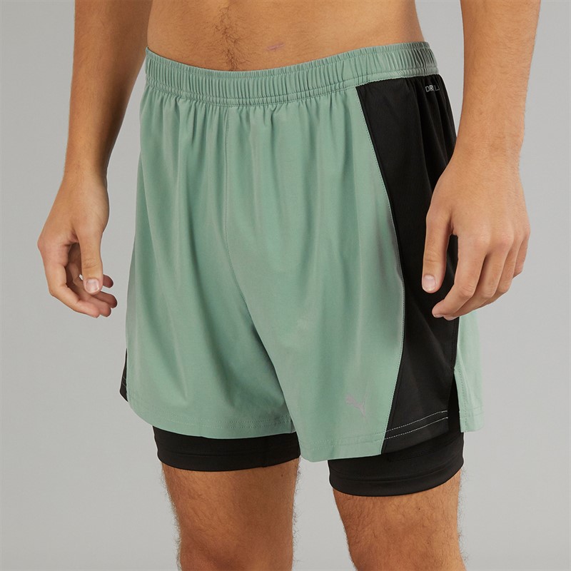 Puma Mens Velocity dryCELL 2-In-1 Running Shorts Green Moon