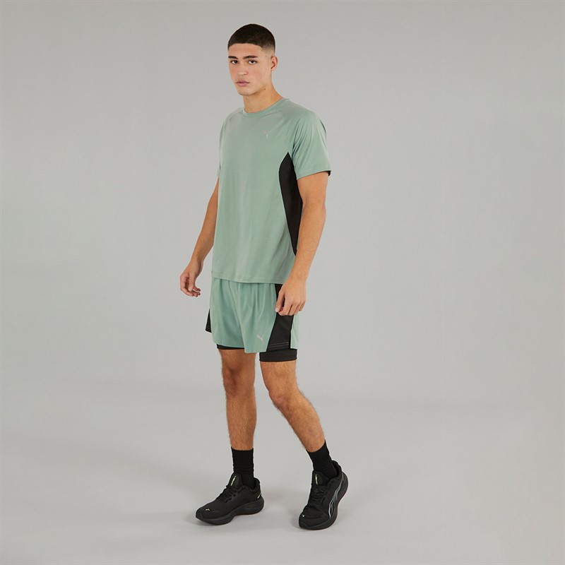 Puma Mens Velocity dryCELL 2-In-1 Running Shorts Green Moon