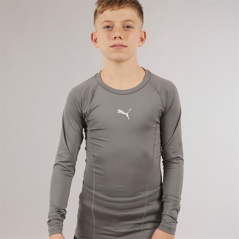 Puma Junior Boys Liga Long Sleeve Baselayer Top Steel Grey