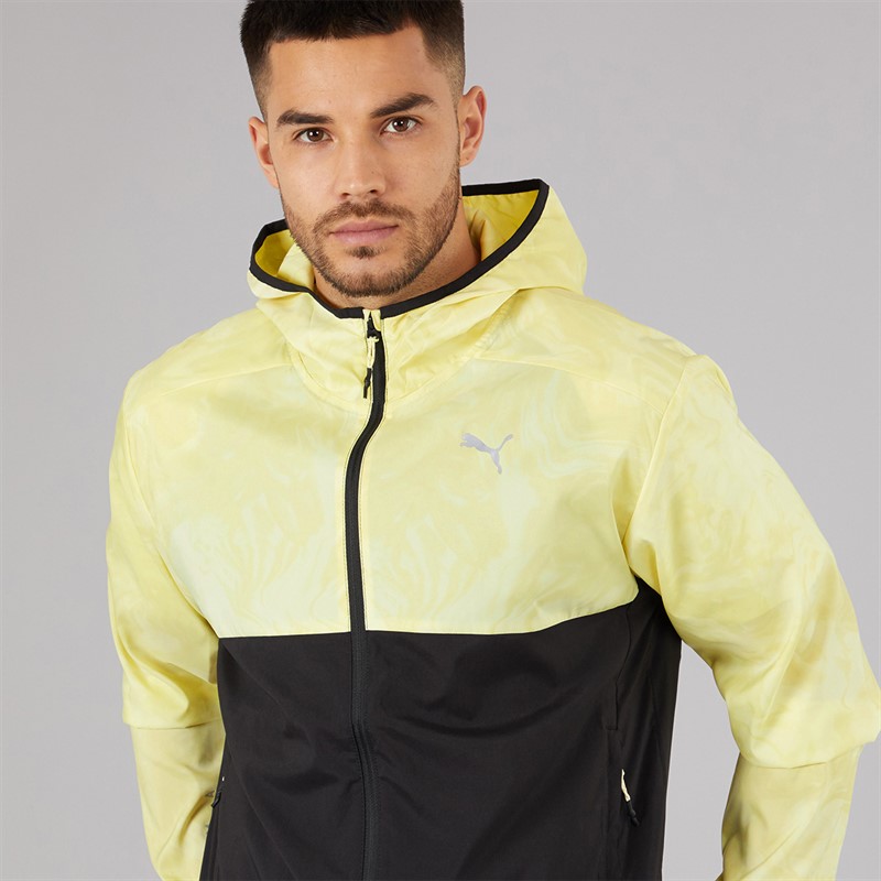 Puma Mens Run Lightweight Marble Running Jacket Black/Yellow