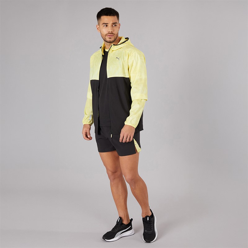 Puma Mens Run Lightweight Marble Running Jacket Black/Yellow