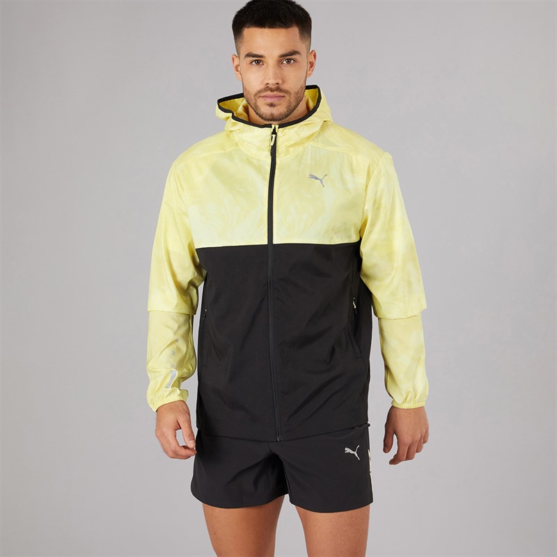 Puma Mens Run Lightweight Marble Running Jacket Black/Yellow