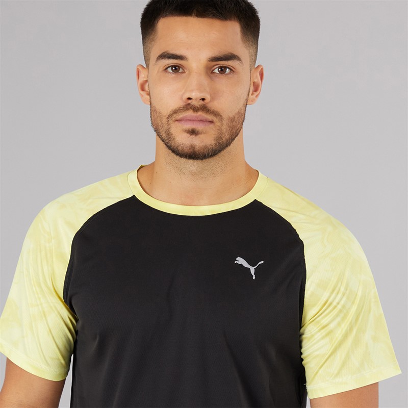 Puma Mens Run Velocity Marble Running Top Black/Yellow
