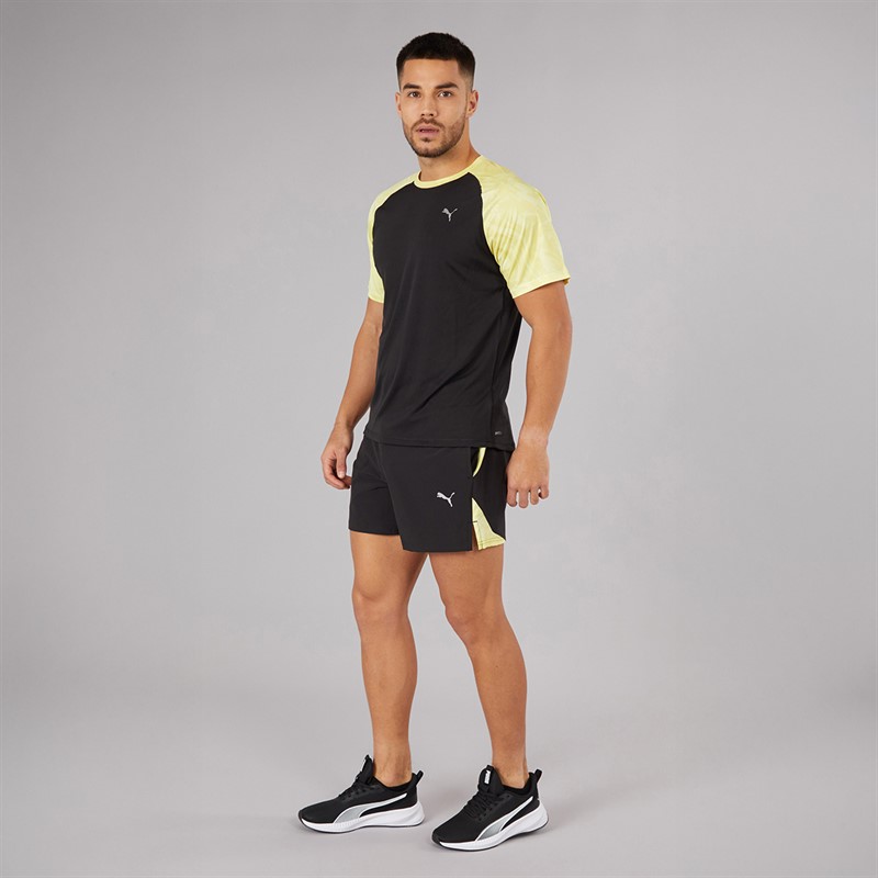Puma Mens Run Velocity Marble Running Top Black/Yellow