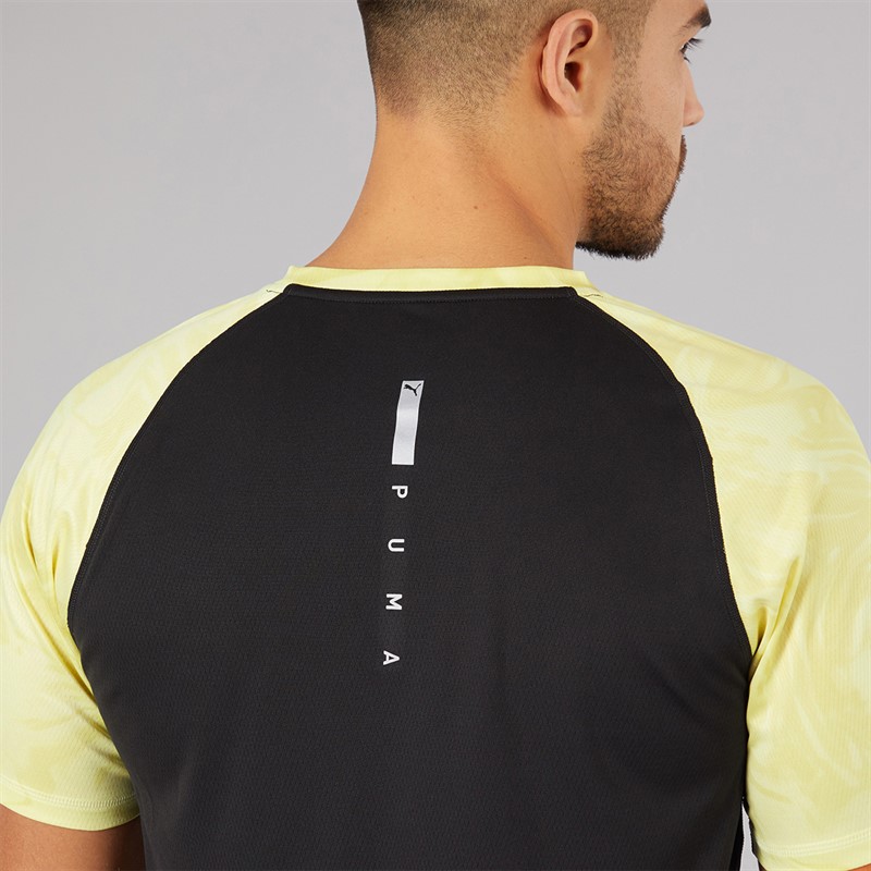 Puma Mens Run Velocity Marble Running Top Black/Yellow
