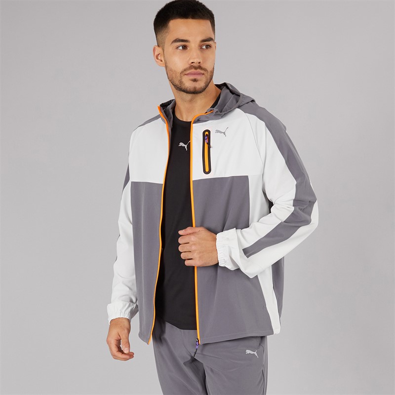 Puma Mens Train All Day Tech Woven Training Jacket Grey/Purple