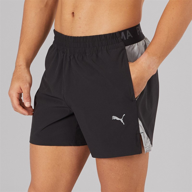 Puma Mens Puma Fit Ultrabreathe Stretch 5 Inch Marble Training Shorts Black/Grey/Purple