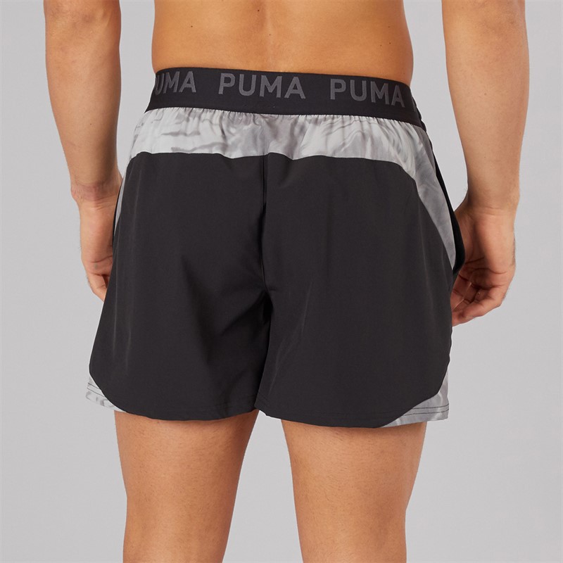 Puma Mens Puma Fit Ultrabreathe Stretch 5 Inch Marble Training Shorts Black/Grey/Purple