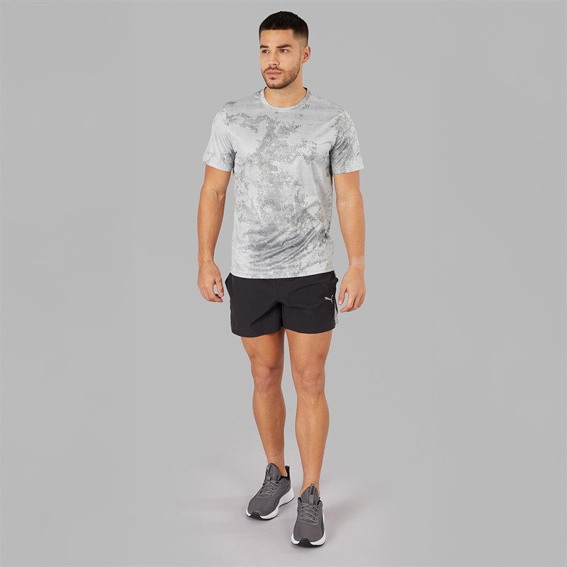 Puma Mens Puma Fit Ultrabreathe Stretch 5 Inch Marble Training Shorts Black/Grey/Purple