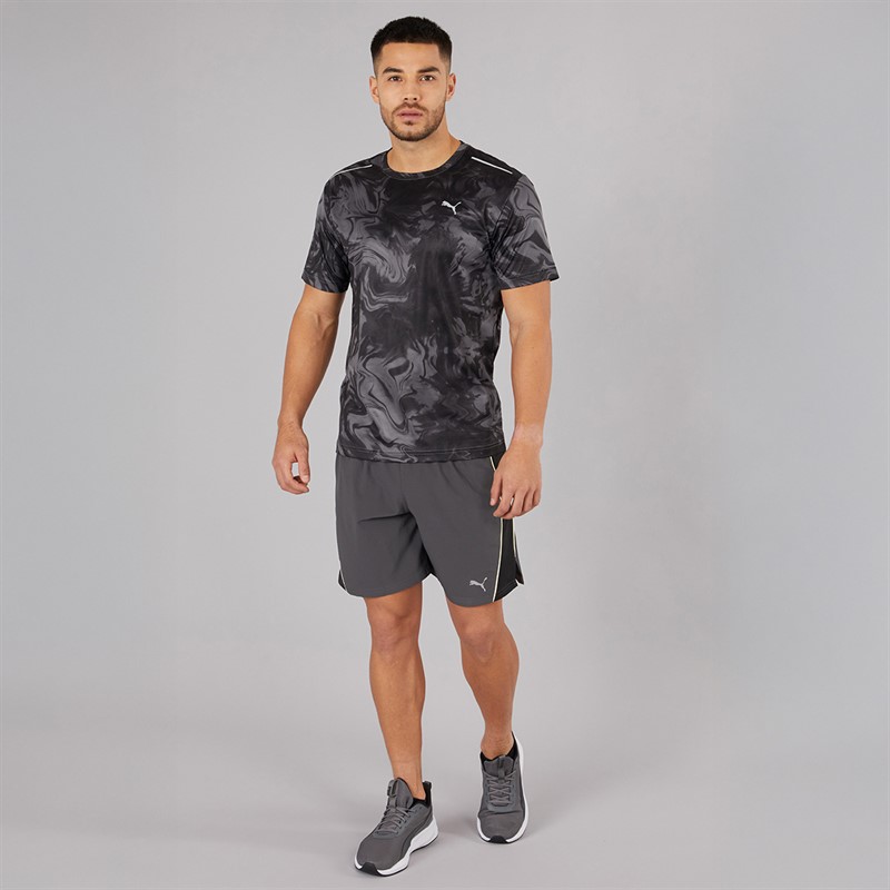 Puma Mens Train All Day Marble Print Training Top Puma Black Aop