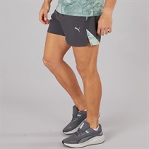 Puma Mens Puma Fit Ultrabreathe Stretch 5 Inch Marble Training Shorts Grey/Blue