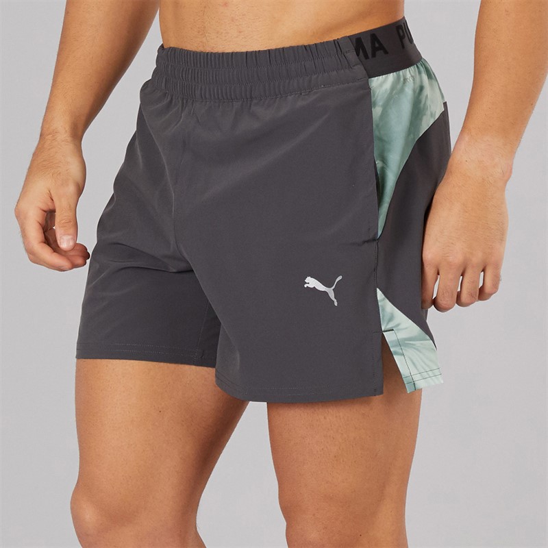 Puma Mens Puma Fit Ultrabreathe Stretch 5 Inch Marble Training Shorts Grey/Blue