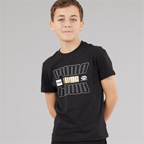 Puma Junior Boys Essentials Logo Lab Holiday Graphic T-Shirt Puma Black