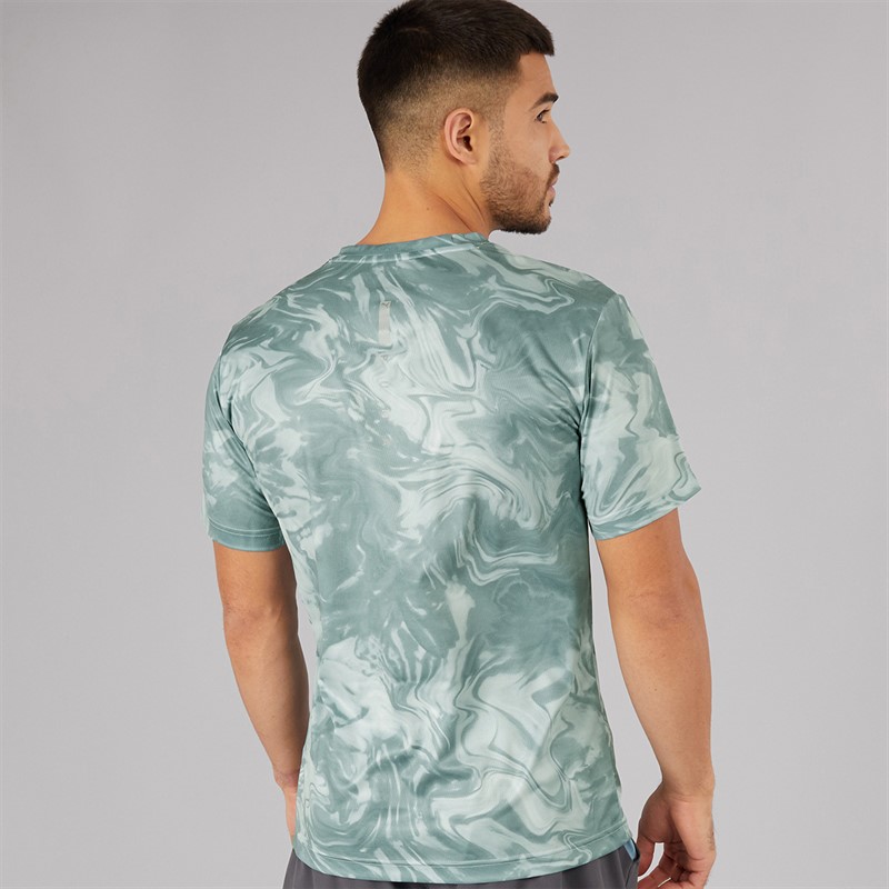 Puma Mens Train All Day Marble Print Training Top Sea Glass