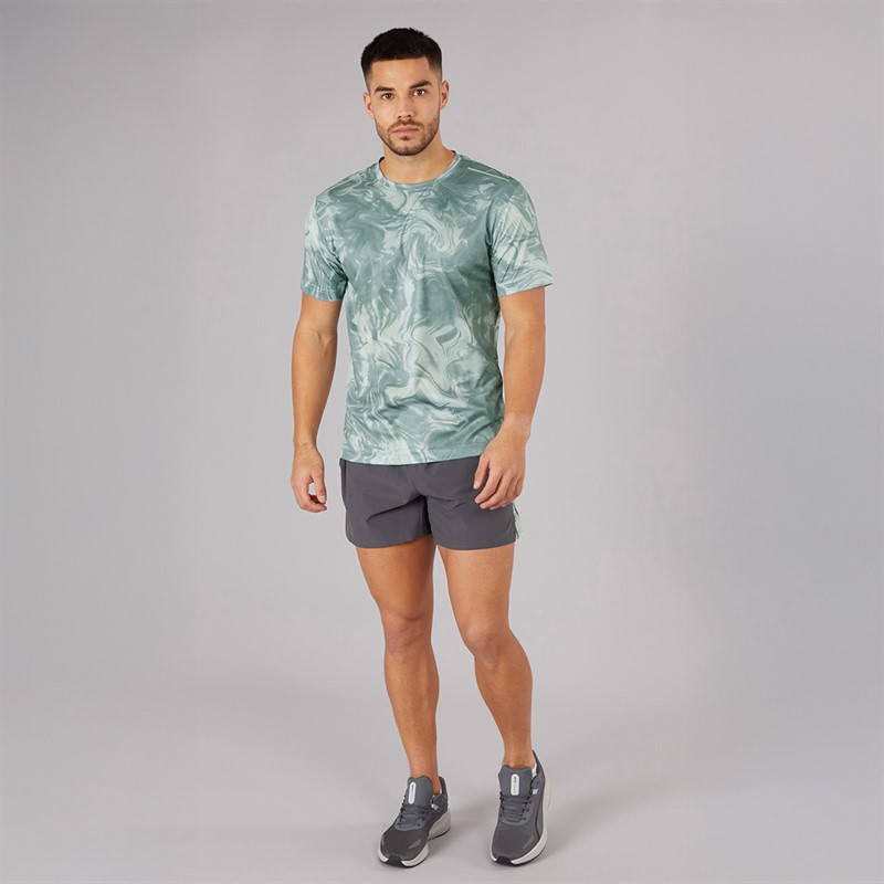 Puma Mens Train All Day Marble Print Training Top Sea Glass