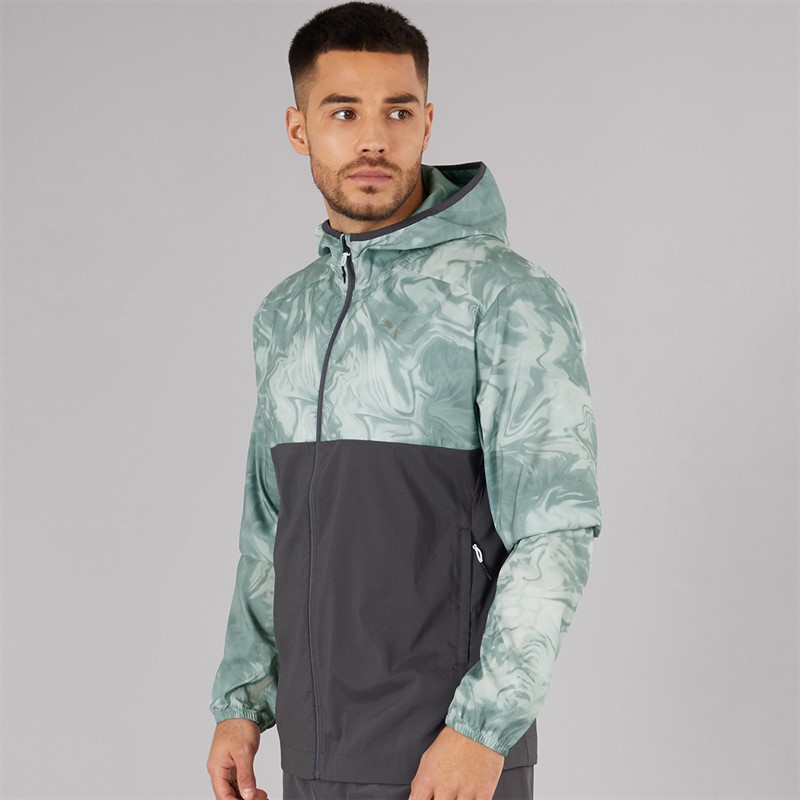 Puma Mens Run Lightweight Marble Running Jacket Grey/Blue