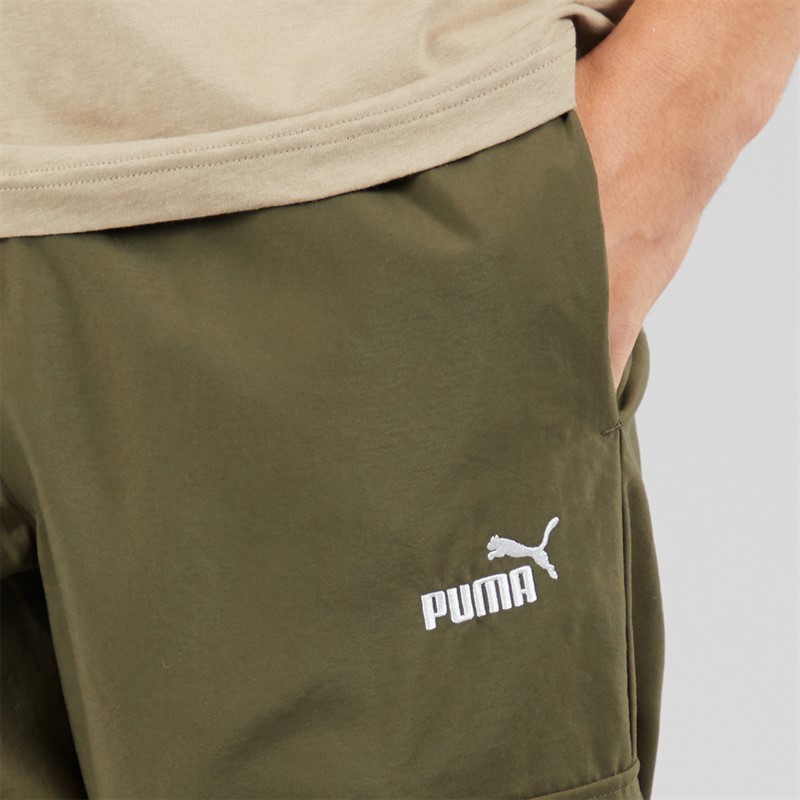 Puma Mens Essentials Logo Woven Cargo Pants Loden Green