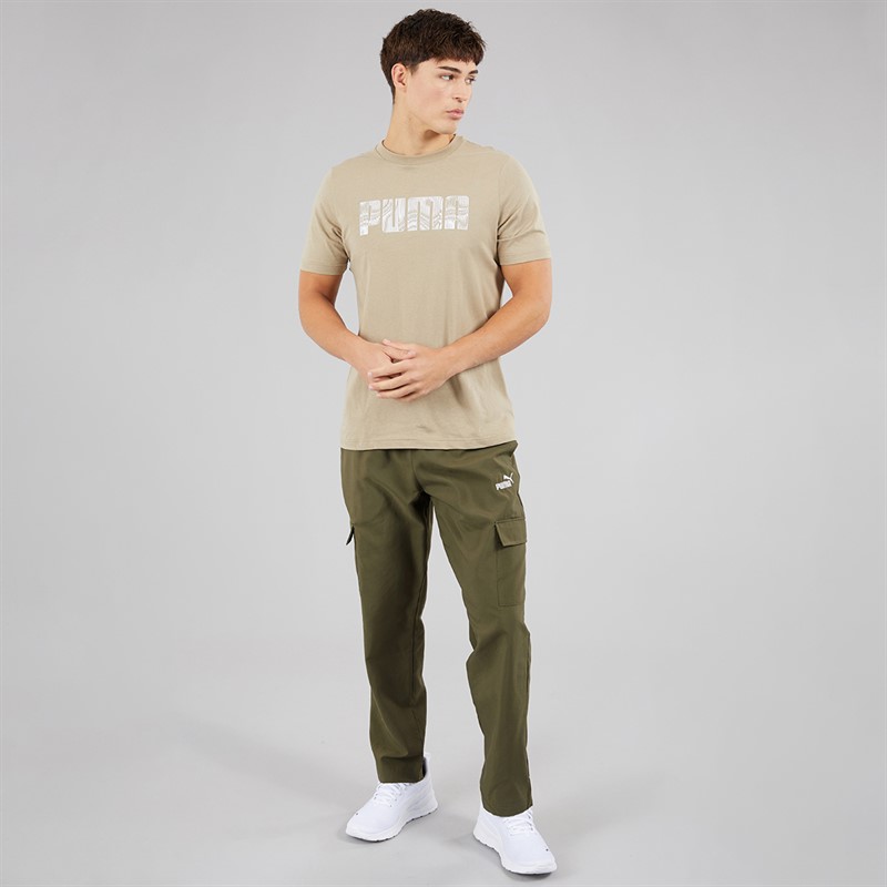 Puma Mens Essentials Logo Woven Cargo Pants Loden Green