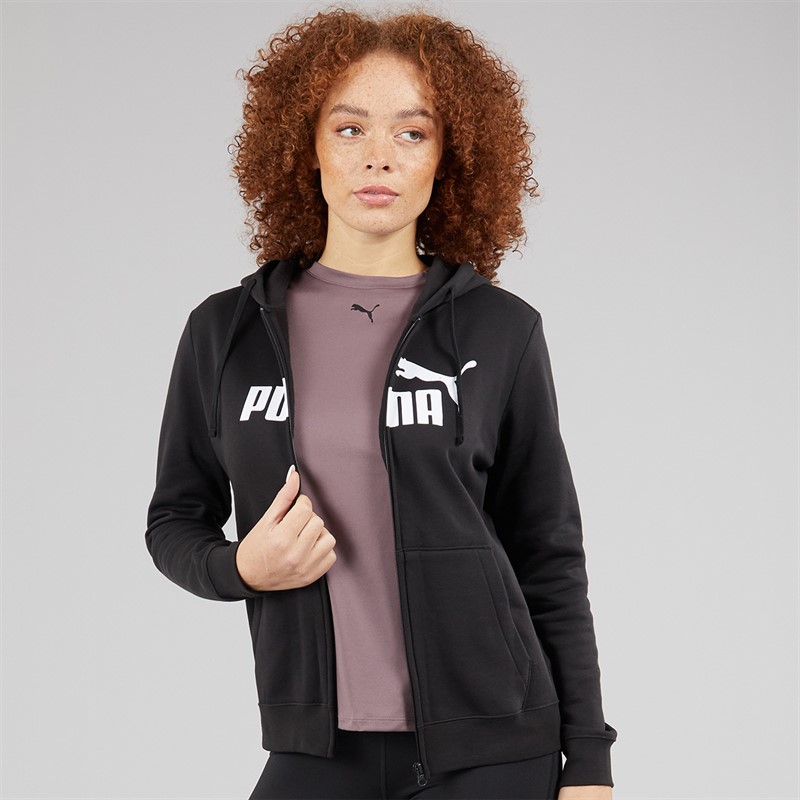 Puma Womens Essentials Logo Full Zip Hoodie Puma Black