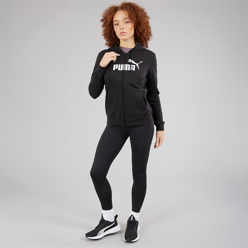 Puma Womens Essentials Logo Full Zip Hoodie Puma Black