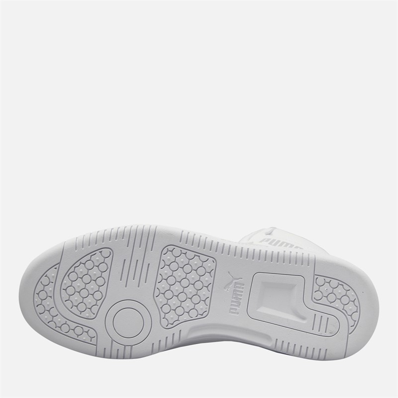 Puma Junior Boys Rebound V6 Mid Trainers White/Grey Puma White/Cool Light Gray