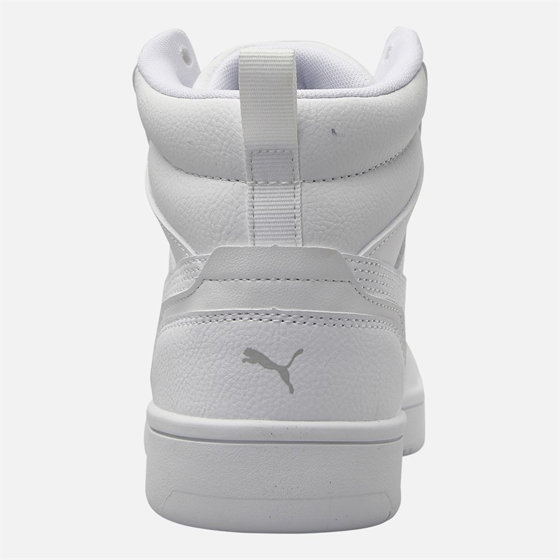 Puma Junior Boys Rebound V6 Mid Trainers White/Grey Puma White/Cool Light Gray