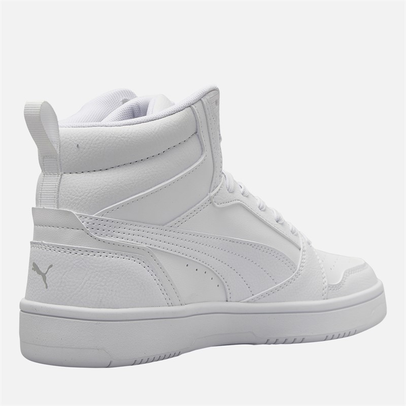 Puma Junior Boys Rebound V6 Mid Trainers White/Grey Puma White/Cool Light Gray