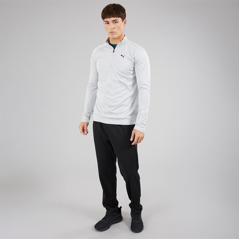 Puma Mens Train All Day Tech 1/4 Zip Training Top Light Grey Heather