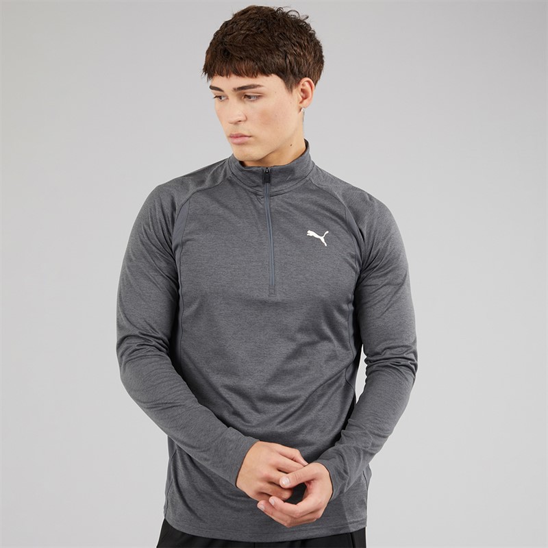 Puma Mens Train All Day Tech Heather 1/4 Zip Training Top Dusky Grey Dusky Grey Heather