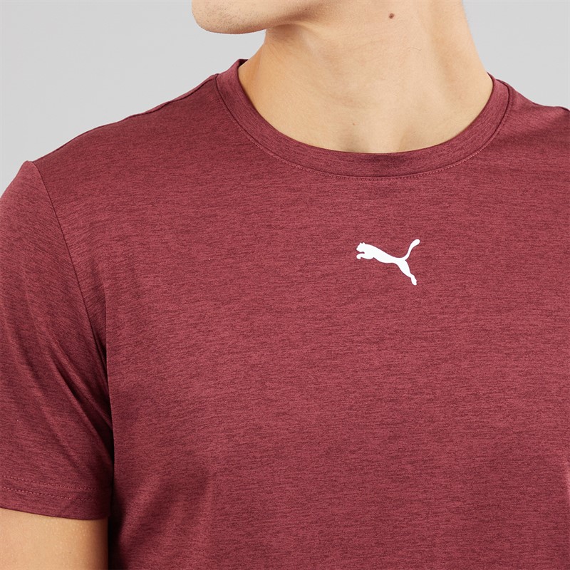 Puma Mens Train All Day Essentials Heather Cat Logo Training Top Ruby Shimmer Ruby Shimmer Heather