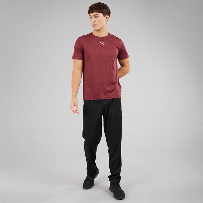 Puma Mens Train All Day Essentials Heather Cat Logo Training Top Ruby Shimmer Ruby Shimmer Heather