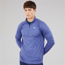 Puma Mens Train All Day Tech 1/4 Zip Training Top Blue Crystal Heather Blue/Crystal Heather