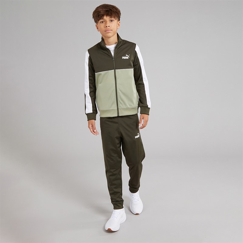 Puma Junior Boys Sport Poly Tracksuit Dark Olive