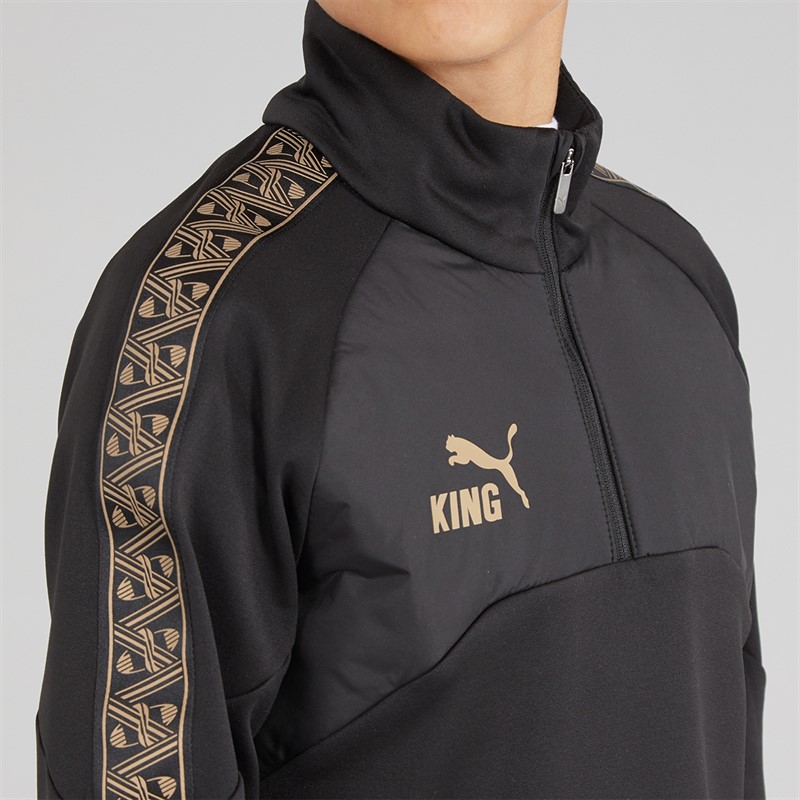 Puma Junior Boys King Winter 1/4 Zip Training Top Black/Gold Puma Black/Puma Gold