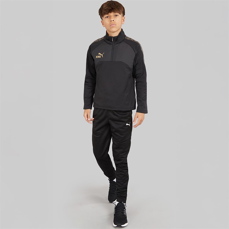 Puma Junior Boys King Winter 1/4 Zip Training Top Black/Gold Puma Black/Puma Gold